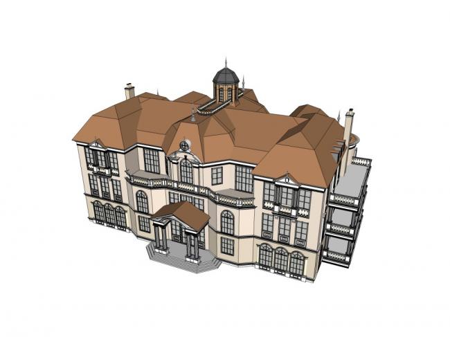 Sketchup住宅模型|多层住宅会所,古典风格 Sketchup住宅模型|多层住宅会所,古典风格