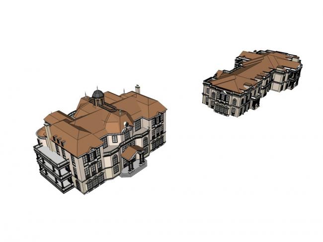 Sketchup住宅模型|多层住宅会所,古典风格 Sketchup住宅模型|多层住宅会所,古典风格