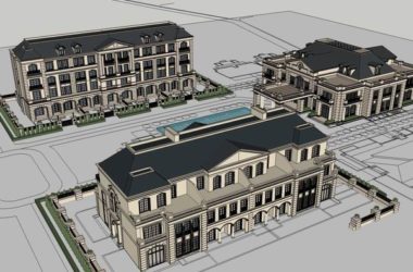 Sketchup住宅模型|多层住宅会所,古典风格-BIM建筑网