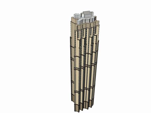 Sketchup办公模型|超高层办公楼,古典风格 Sketchup办公模型|超高层办公楼,古典风格