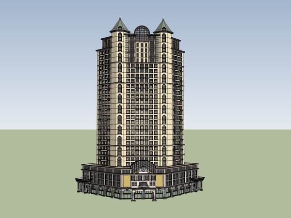 Sketchup酒店模型|高层酒店,古典风格 Sketchup酒店模型|高层酒店,古典风格