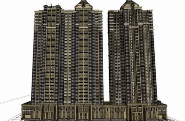 Sketchup住宅模型|超高层住宅,底层商业,古典风格-BIM建筑网