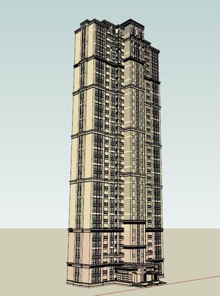 Sketchup住宅模型|超高层住宅,古典风格 Sketchup住宅模型|超高层住宅,古典风格