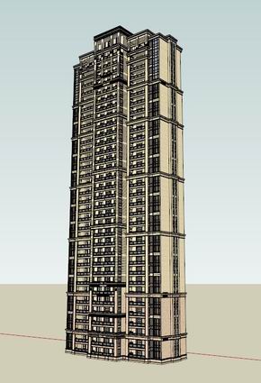 Sketchup住宅模型|超高层住宅,古典风格 Sketchup住宅模型|超高层住宅,古典风格
