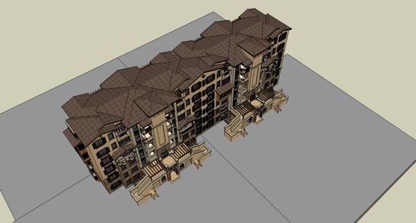 Sketchup住宅模型|多层住宅,古典风格 Sketchup住宅模型|多层住宅,古典风格