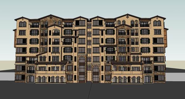 Sketchup住宅模型|多层住宅,古典风格 Sketchup住宅模型|多层住宅,古典风格