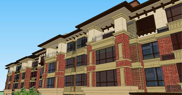 Sketchup住宅模型|多层住宅,古典风格 Sketchup住宅模型|多层住宅,古典风格