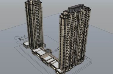 Sketchup住宅模型|超高层住宅,底部商业,现代风格,30层-BIM建筑网