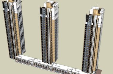 Sketchup住宅模型|高层住宅,现代风格,底部商业,33层-BIM建筑网