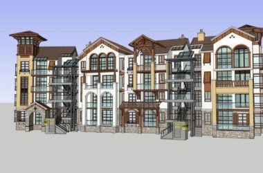 Sketchup住宅模型|多层联排住宅,古典风格,4层-BIM建筑网