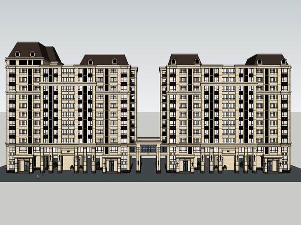 Sketchup商业模型|高层公寓住宅,古典风格 Sketchup商业模型|高层公寓住宅,古典风格