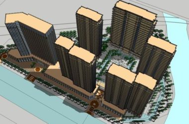 Sketchup住宅模型|高层住宅,现代风格,28层-BIM建筑网