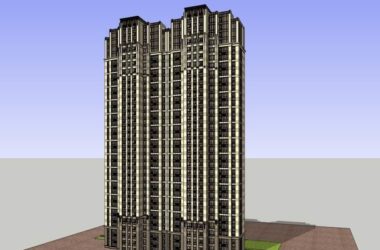 Sketchup住宅模型|高层住宅,古典风格,32层-BIM建筑网