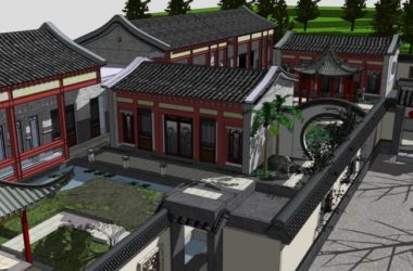 Sketchup住宅模型|多层合院,住宅,中式风格,徽派-BIM建筑网