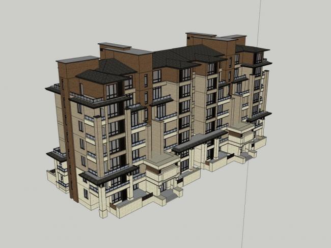 Sketchup住宅模型|多层住宅,古典风格 Sketchup住宅模型|多层住宅,古典风格