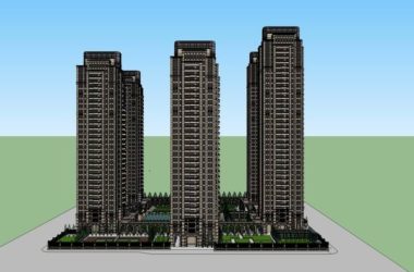 Sketchup住宅模型|超高层住宅小区,古典风格,32层-BIM建筑网