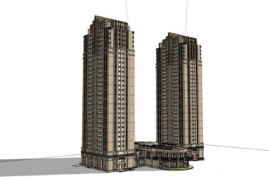 Sketchup住宅模型|高层住宅,商业街,会所,古典风格,28层-BIM建筑网
