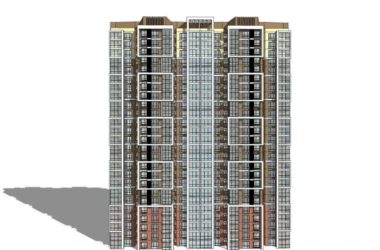 Sketchup住宅模型|高层住宅,现代风格,25层-BIM建筑网