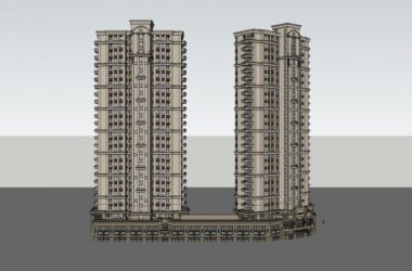 Sketchup住宅模型|高层住宅,裙楼底商,古典风格,27层-BIM建筑网