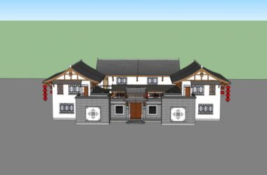 Sketchup住宅模型|多层四合院住宅,中式风格-BIM建筑网