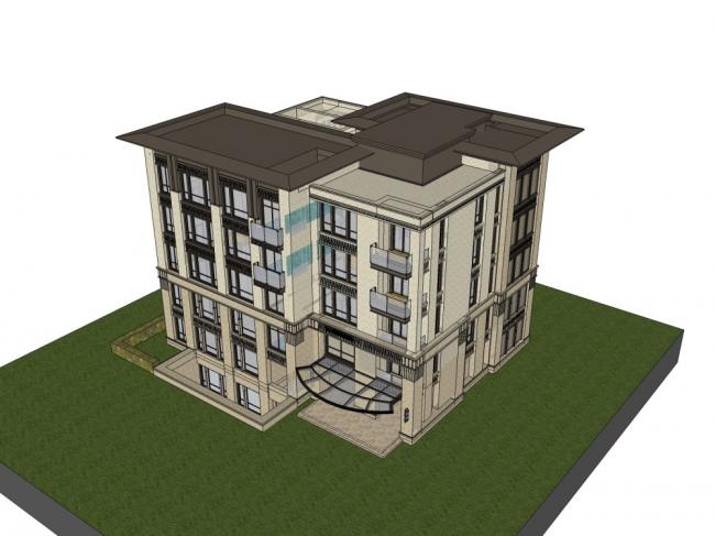 Sketchup住宅模型|多层公寓住宅,现代风格 Sketchup住宅模型|多层公寓住宅,现代风格