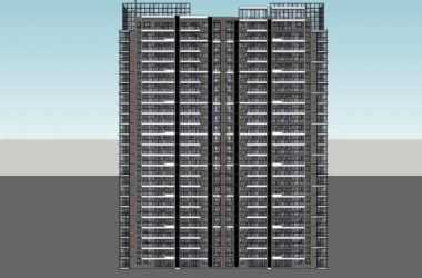 Sketchup住宅模型|高层住宅,现代风格,24层-BIM建筑网