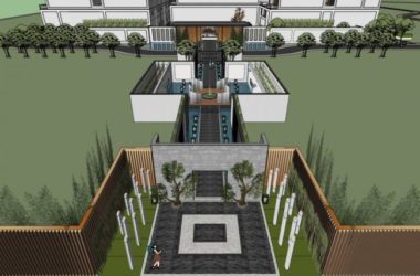Sketchup住宅模型|小区入口,中式风格-BIM建筑网