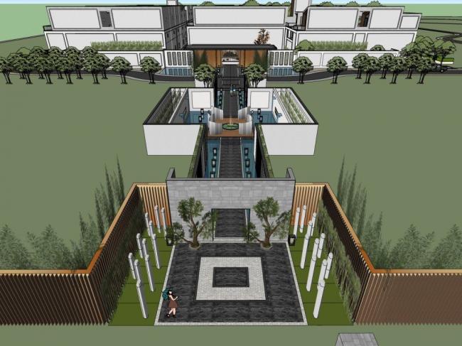 Sketchup住宅模型|小区入口,中式风格 Sketchup住宅模型|小区入口,中式风格
