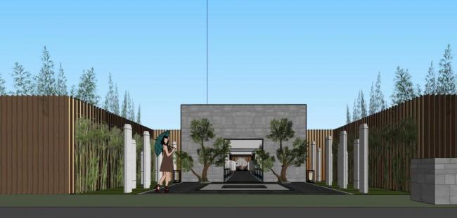 Sketchup住宅模型|小区入口,中式风格 Sketchup住宅模型|小区入口,中式风格