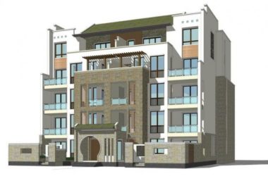 Sketchup住宅模型|多层住宅，乡村住宅，居住建筑，新中式风格-BIM建筑网