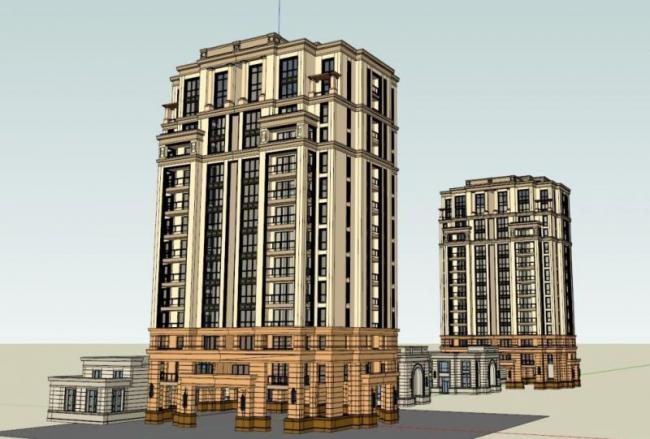 Sketchup住宅模型|高层住宅楼,古典风格 Sketchup住宅模型|高层住宅楼,古典风格