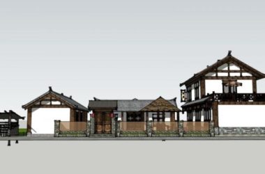 Sketchup酒店模型|多层民宿,中式风格,酒店建筑-BIM建筑网