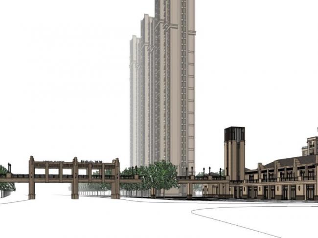 Sketchup商业模型|低层会所,古典风格 Sketchup商业模型|低层会所,古典风格