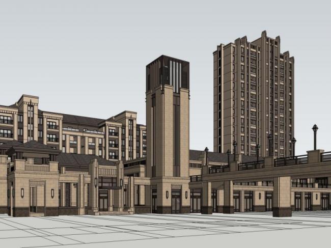 Sketchup商业模型|低层会所,古典风格 Sketchup商业模型|低层会所,古典风格