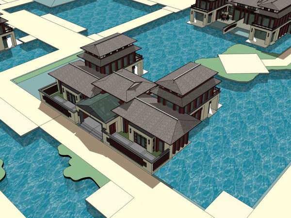Sketchup酒店模型|多层酒店别墅,古典风格 Sketchup酒店模型|多层酒店别墅,古典风格