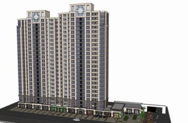 Sketchup住宅模型|高层住宅,底层商铺,现代风格,23层-BIM建筑网