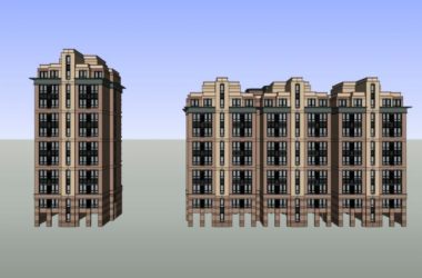 Sketchup住宅模型|高层住宅小区,古典风格,11层-BIM建筑网