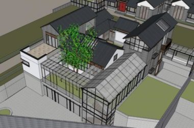 Sketchup住宅模型|多层徽派现代四合院,住宅,中式风格-BIM建筑网