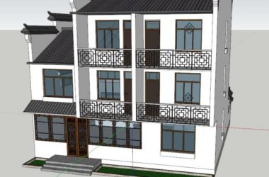 Sketchup住宅模型|多层徽派民居,住宅,中式风格-BIM建筑网