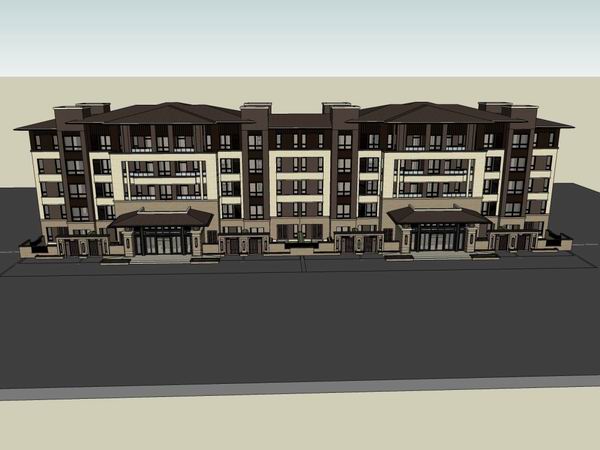 Sketchup住宅模型|联排住宅,古典风格 Sketchup住宅模型|联排住宅,古典风格