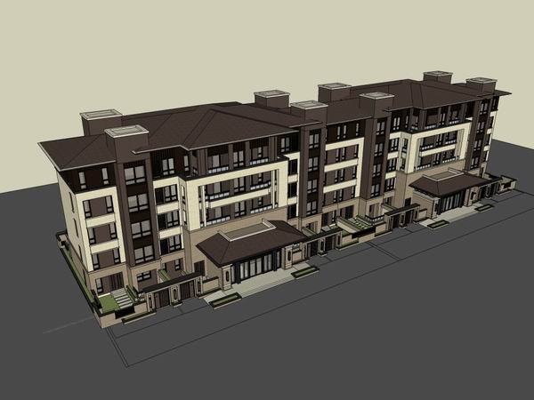 Sketchup住宅模型|联排住宅,古典风格 Sketchup住宅模型|联排住宅,古典风格