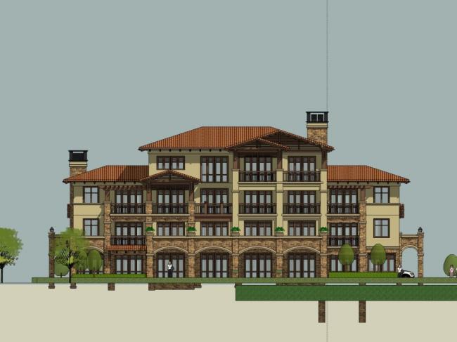 Sketchup住宅模型|多层住宅公寓,古典风格 Sketchup住宅模型|多层住宅公寓,古典风格