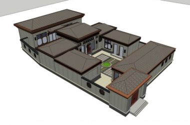 Sketchup住宅模型|多层四合院,中式风格-BIM建筑网