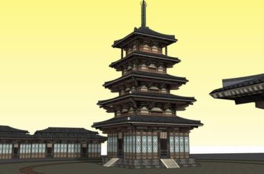 Sketchup古建筑模型|多层古塔,中式风格 ,古建-BIM建筑网