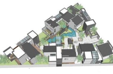 Sketchup别墅模型|别墅群,住宅,中式风格,院落,景观,水景-BIM建筑网