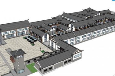 Sketchup商业模型|商业街,新中式风格-BIM建筑网