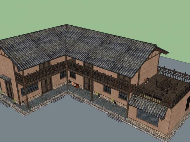 Sketchup酒店模型|民宿,中式风格,酒店 Sketchup酒店模型|民宿,中式风格,酒店