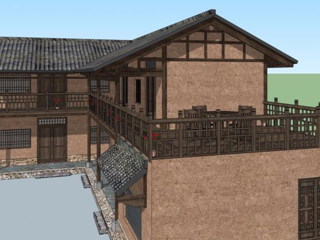 Sketchup酒店模型|民宿,中式风格,酒店 Sketchup酒店模型|民宿,中式风格,酒店