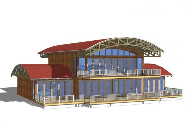 Sketchup别墅模型|木屋别墅,拱顶木 Sketchup别墅模型|木屋别墅,拱顶木