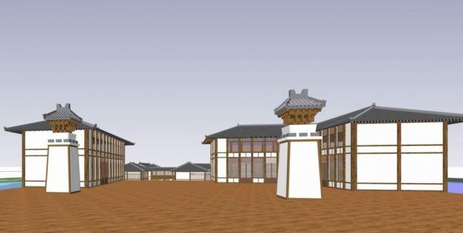 Sketchup商业模型|商业街,中式风格 Sketchup商业模型|商业街,中式风格